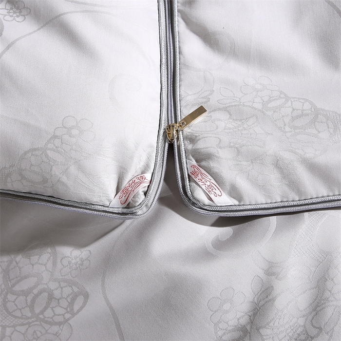 91家纺网 家纺一手货源 找家纺 犇牛仓储供应链 2026新款全棉提花蚕丝蛋白拉链二合一子母被被子被芯 灰色