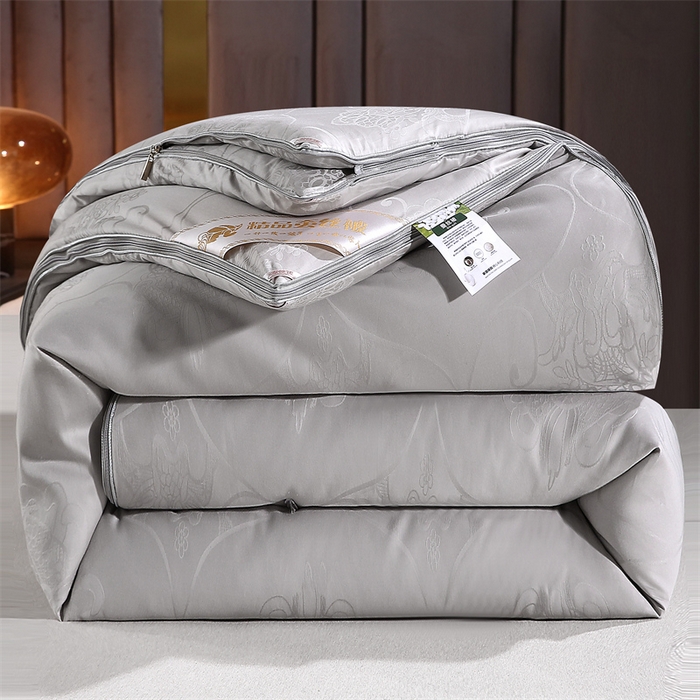 犇牛仓储供应链 2026新款全棉提花蚕丝蛋白拉链二合一子母被被子被芯 灰色
