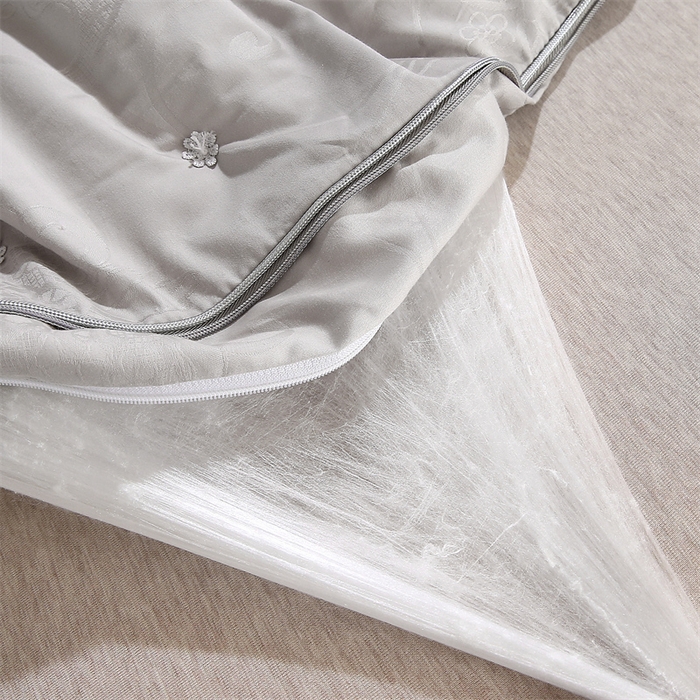 91家纺网 家纺一手货源 找家纺 犇牛仓储供应链 2026新款全棉提花蚕丝蛋白拉链二合一子母被被子被芯 灰色