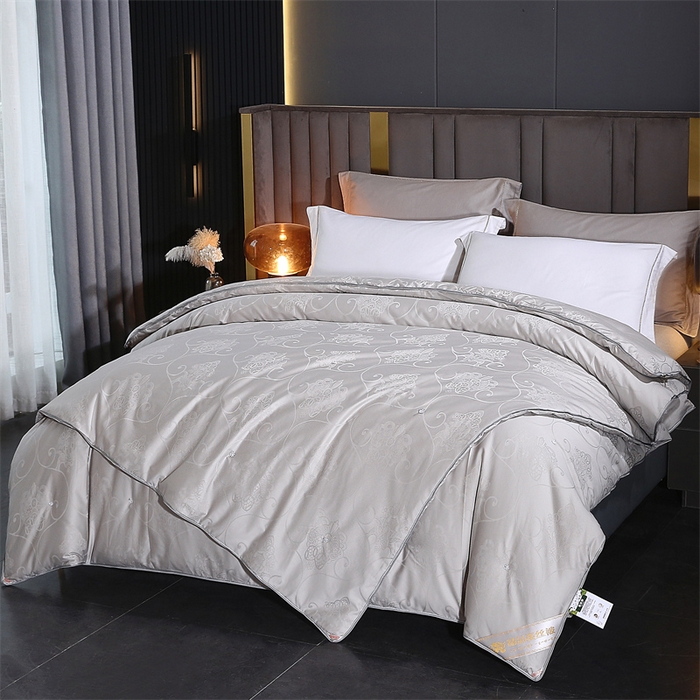 91家纺网 家纺一手货源 找家纺 犇牛仓储供应链 2026新款全棉提花蚕丝蛋白拉链二合一子母被被子被芯 灰色