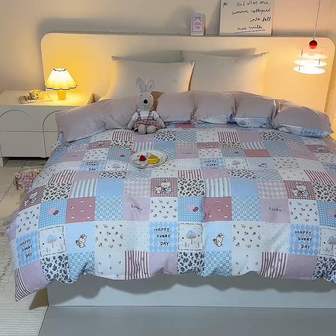 91家纺网 家纺一手货源 找家纺 八十八家纺 2025新款全棉12868系列单品被套 花点小兔