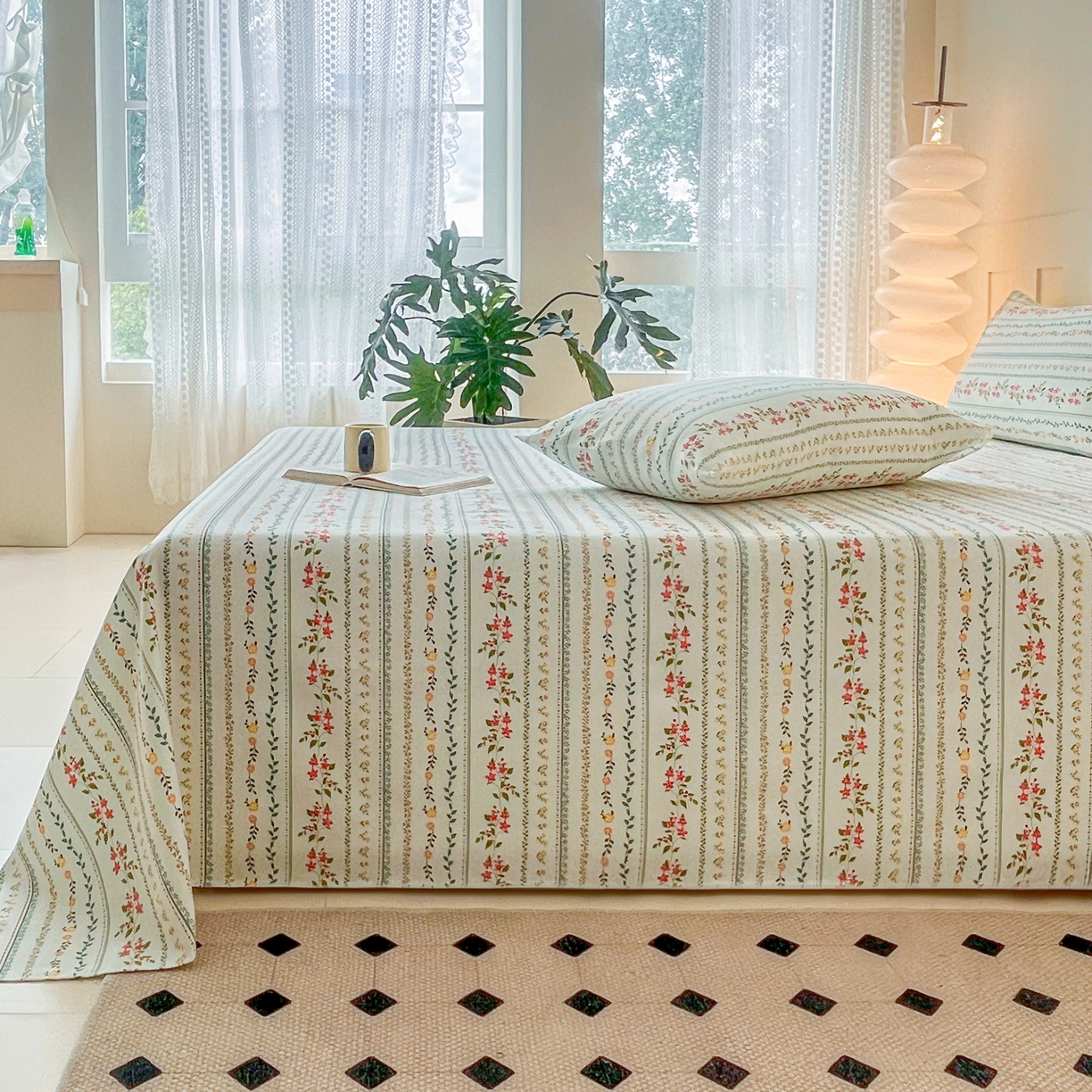 91家纺网 家纺一手货源 找家纺 金泰莱 2026新款工艺款原棉印花老粗布床单系列晨曦