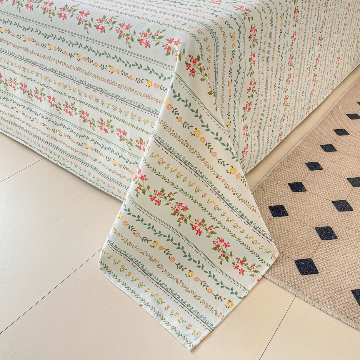 91家纺网 家纺一手货源 找家纺 金泰莱 2026新款工艺款原棉印花老粗布床单系列晨曦