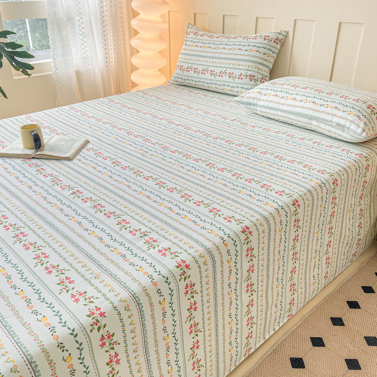 91家纺网 家纺一手货源 找家纺 金泰莱 2026新款工艺款原棉印花老粗布床单系列晨曦