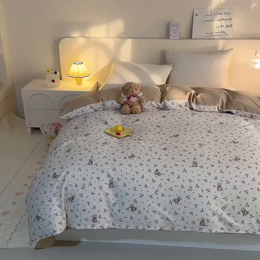 91家纺网 家纺一手货源 找家纺 八十八家纺 2025新款全棉12868系列单品被套 花间小熊