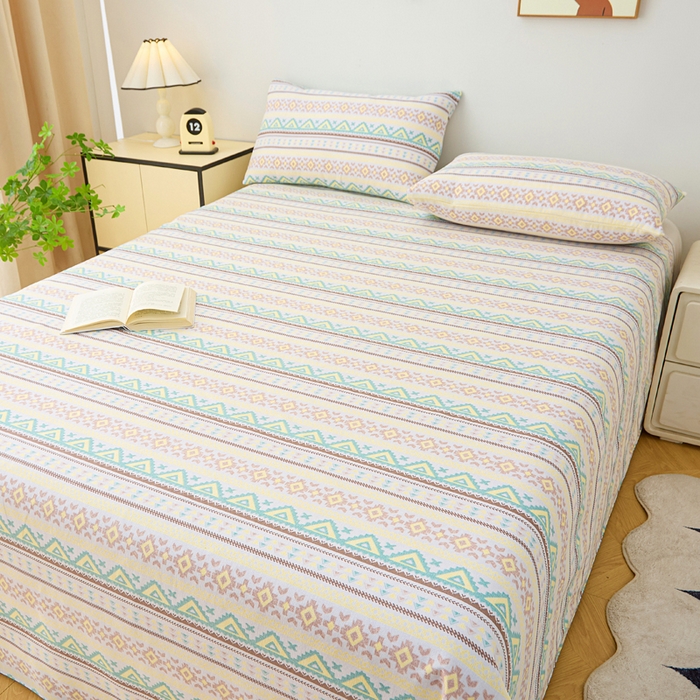 91家纺网 家纺一手货源 找家纺 金泰莱 2026新款工艺款原棉印花老粗布床单系列条雅恋