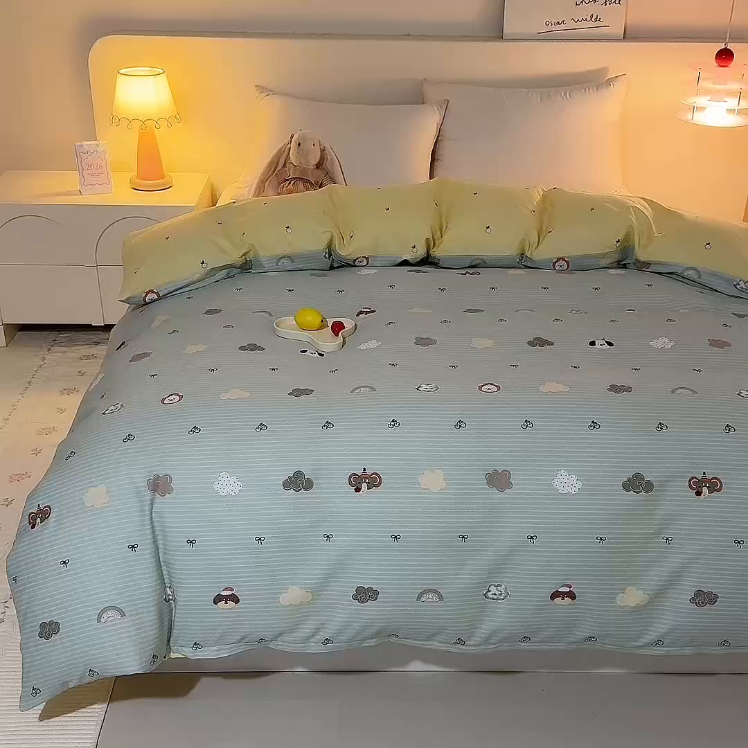 91家纺网 家纺一手货源 找家纺 八十八家纺 2025新款全棉12868系列单品被套 萌宠乐园