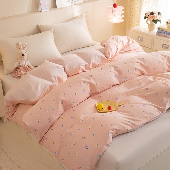 91家纺网 家纺一手货源 找家纺 八十八家纺 2025新款全棉12868系列单品被套 奶油草莓