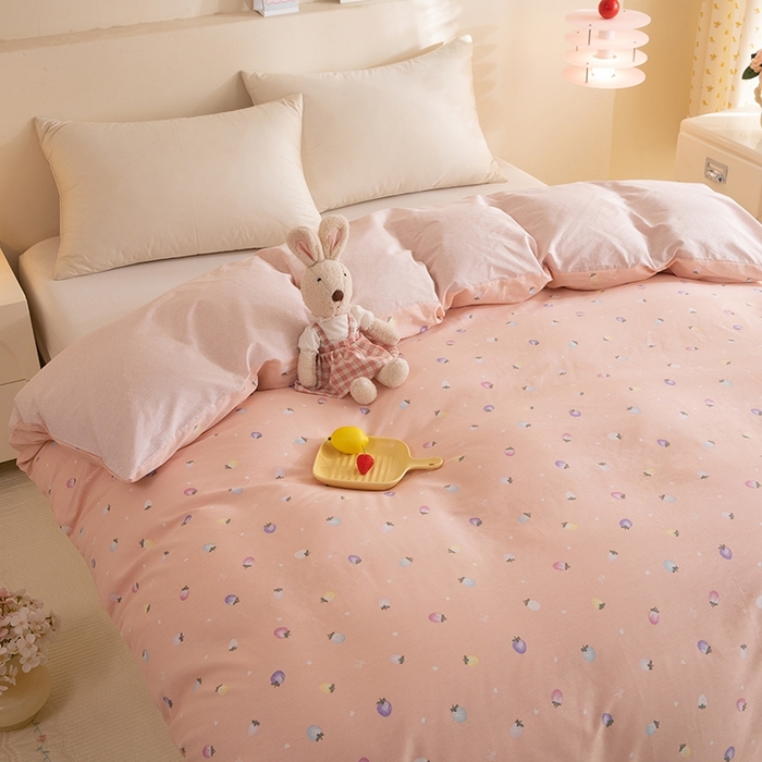 八十八家纺 2025新款全棉12868系列单品被套 奶油草莓