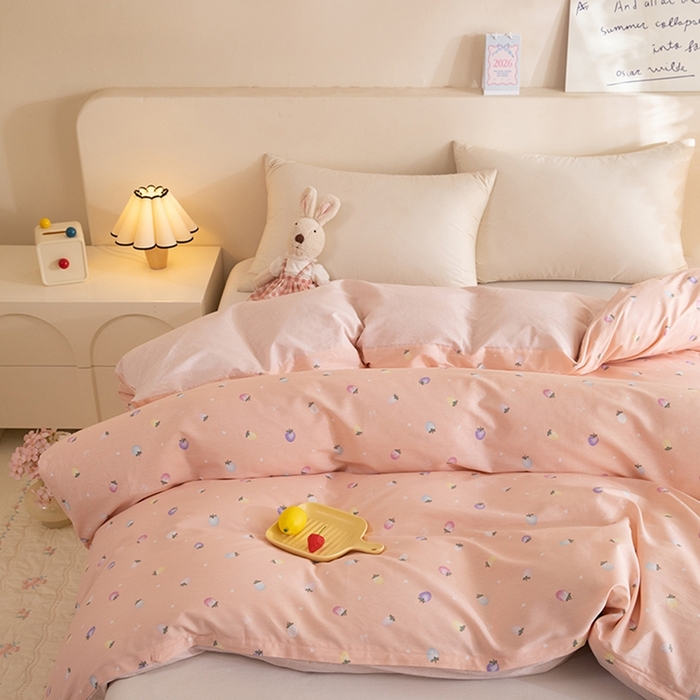 91家纺网 家纺一手货源 找家纺 八十八家纺 2025新款全棉12868系列单品被套 奶油草莓