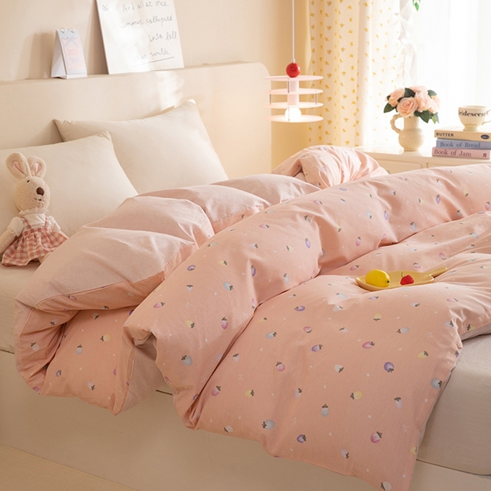 91家纺网 家纺一手货源 找家纺 八十八家纺 2025新款全棉12868系列单品被套 奶油草莓