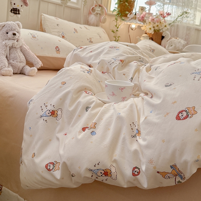 91家纺网 家纺一手货源 找家纺 （总）金梦拉家纺 2026新款春夏古法水洗仿棉砂洗云小棉小布袋四件套