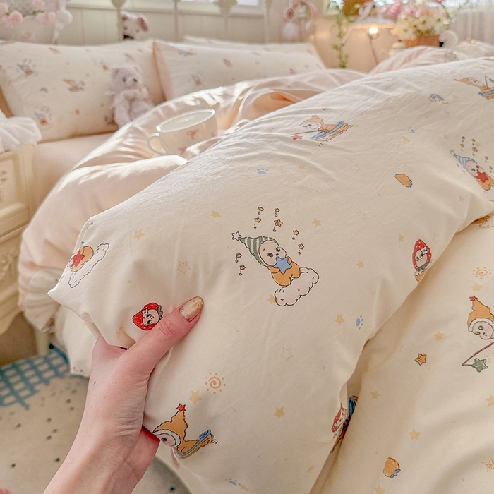 91家纺网 家纺一手货源 找家纺 （总）金梦拉家纺 2026新款春夏古法水洗仿棉砂洗云小棉小布袋四件套