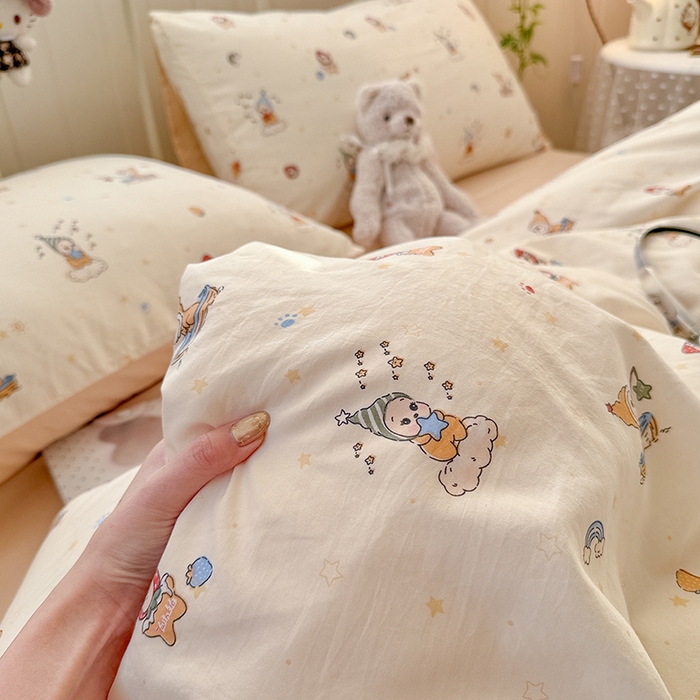 91家纺网 家纺一手货源 找家纺 （总）金梦拉家纺 2026新款春夏古法水洗仿棉砂洗云小棉小布袋四件套