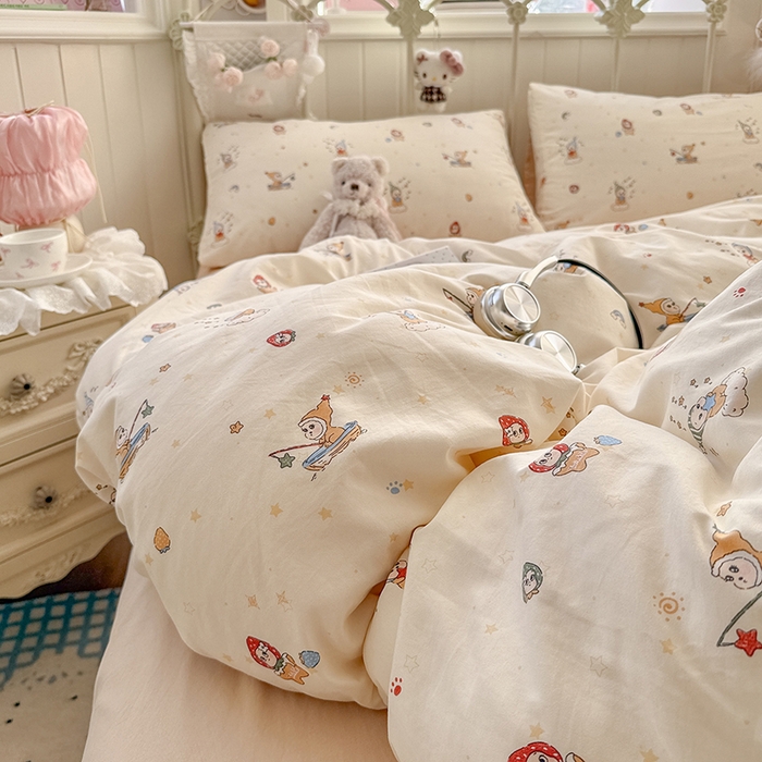 91家纺网 家纺一手货源 找家纺 （总）金梦拉家纺 2026新款春夏古法水洗仿棉砂洗云小棉小布袋四件套