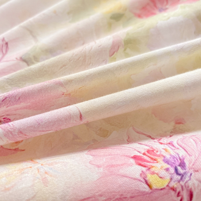 91家纺网 家纺一手货源 找家纺 凌鼎 2026新款全棉数码印花四件套花开倾城粉