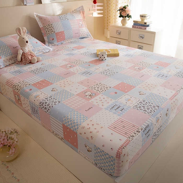 91家纺网 家纺一手货源 找家纺 八十八家纺 2025新款全棉12868系列单品床笠 花点小兔