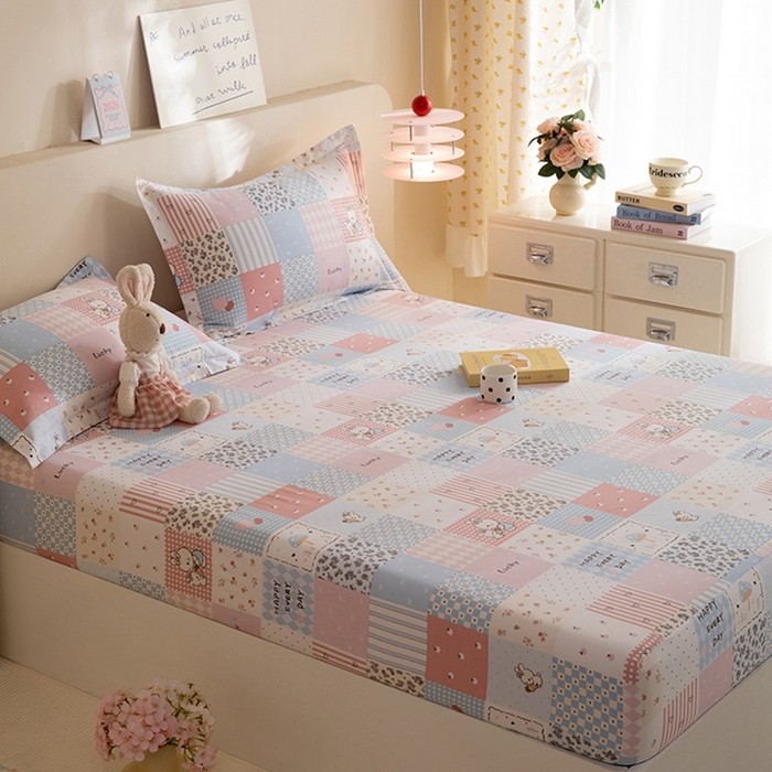 91家纺网 家纺一手货源 找家纺 八十八家纺 2025新款全棉12868系列单品床笠 花点小兔