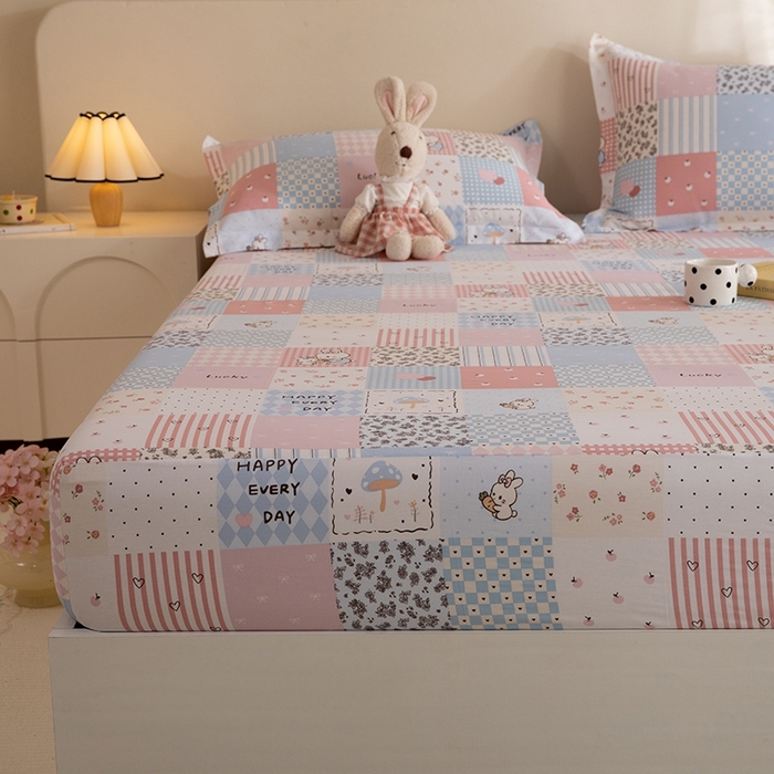 91家纺网 家纺一手货源 找家纺 八十八家纺 2025新款全棉12868系列单品床笠 花点小兔