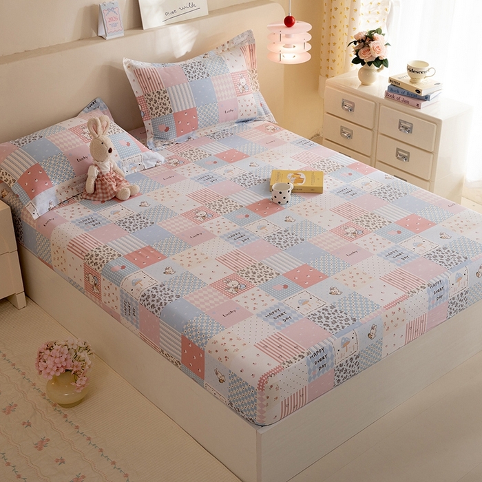 91家纺网 家纺一手货源 找家纺 八十八家纺 2025新款全棉12868系列单品床笠 花点小兔