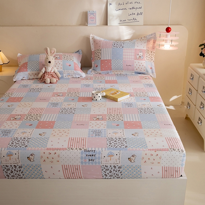 91家纺网 家纺一手货源 找家纺 八十八家纺 2025新款全棉12868系列单品床笠 花点小兔