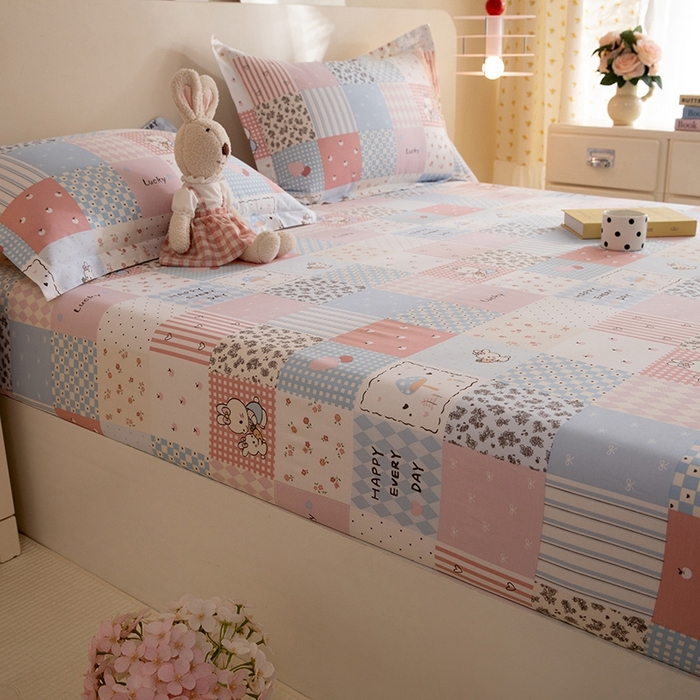 91家纺网 家纺一手货源 找家纺 八十八家纺 2025新款全棉12868系列单品床笠 花点小兔