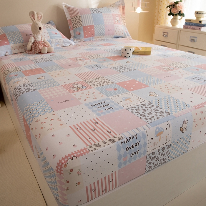 91家纺网 家纺一手货源 找家纺 八十八家纺 2025新款全棉12868系列单品床笠 花点小兔