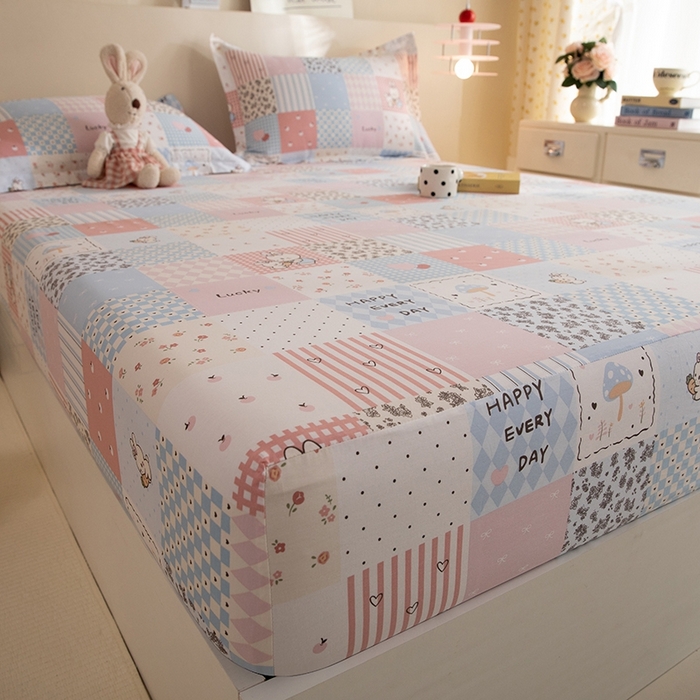 91家纺网 家纺一手货源 找家纺 八十八家纺 2025新款全棉12868系列单品床笠 花点小兔