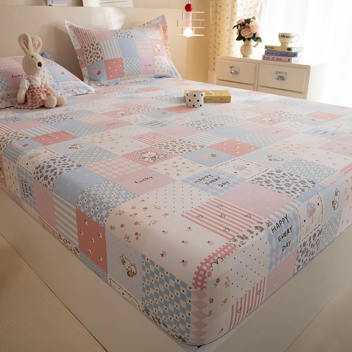 91家纺网 家纺一手货源 找家纺 八十八家纺 2025新款全棉12868系列单品床笠 花点小兔