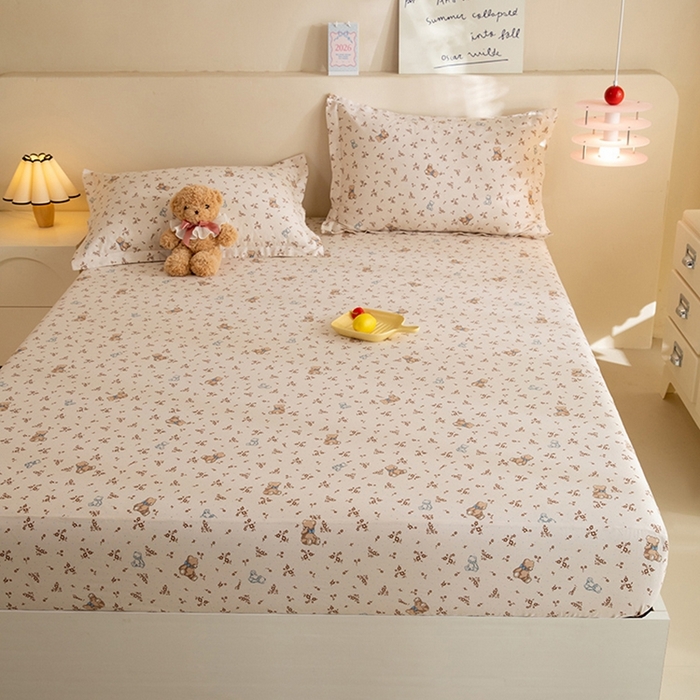 91家纺网 家纺一手货源 找家纺 八十八家纺 2025新款全棉12868系列单品床笠 花间小熊