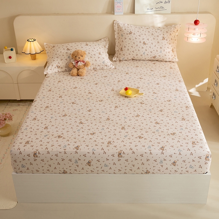 八十八家纺 2025新款全棉12868系列单品床笠 花间小熊