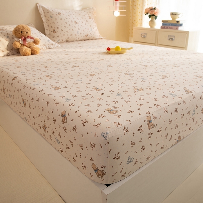 91家纺网 家纺一手货源 找家纺 八十八家纺 2025新款全棉12868系列单品床笠 花间小熊