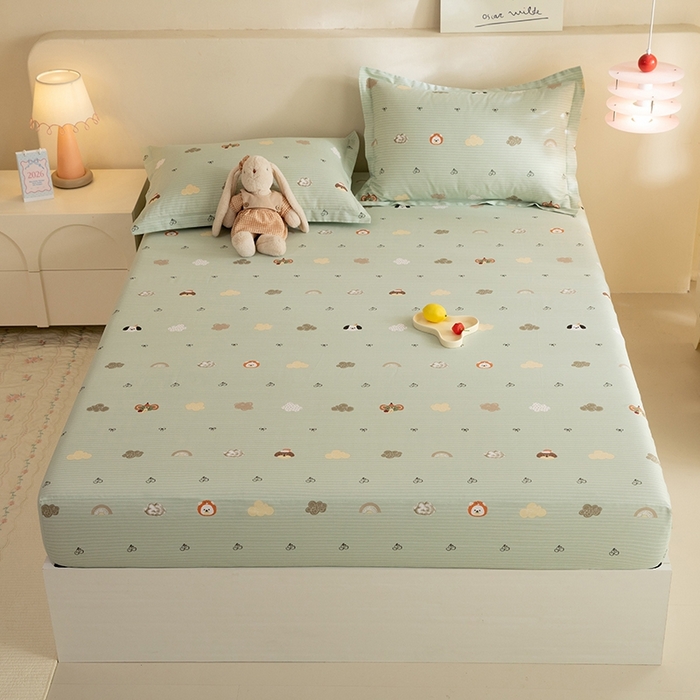 八十八家纺 2025新款全棉12868系列单品床笠 萌宠乐园