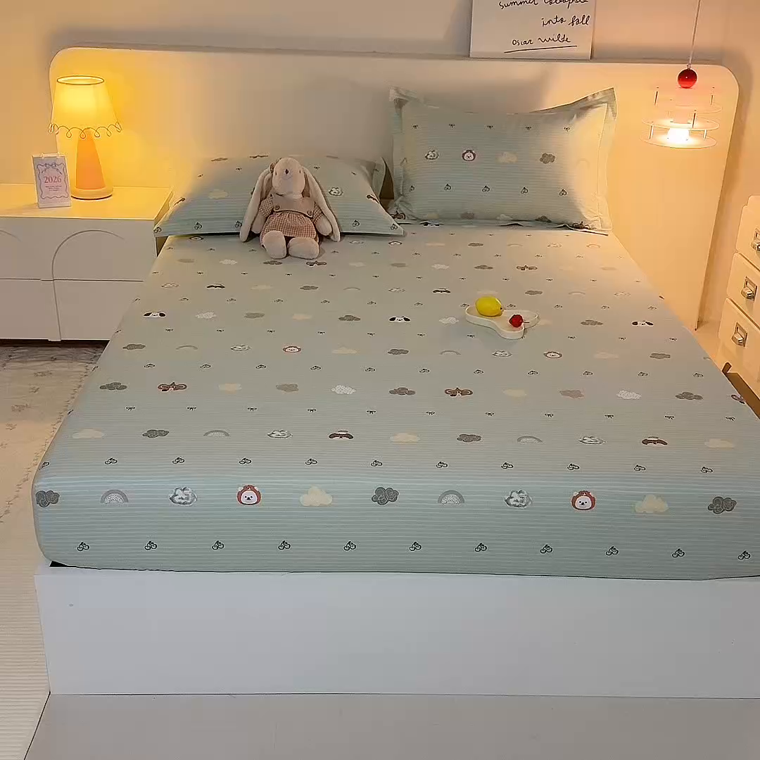 91家纺网 家纺一手货源 找家纺 八十八家纺 2025新款全棉12868系列单品床笠 萌宠乐园