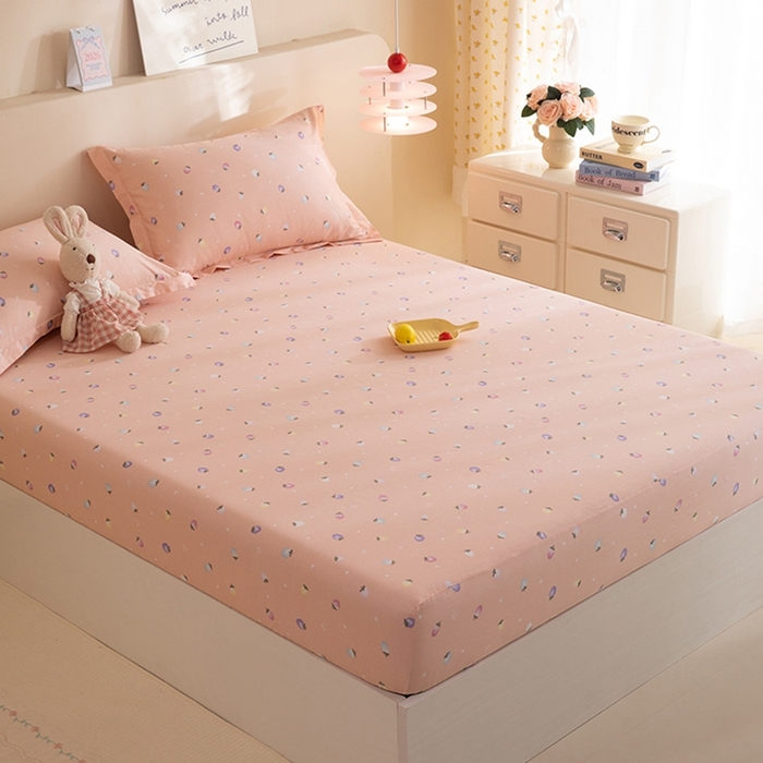 91家纺网 家纺一手货源 找家纺 八十八家纺 2025新款全棉12868系列单品床笠 奶油草莓