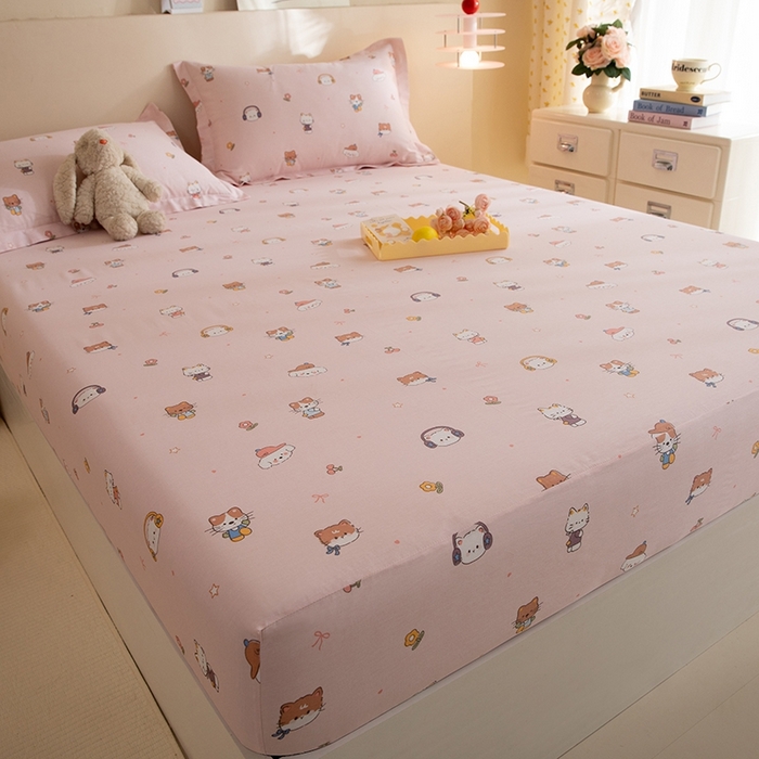 91家纺网 家纺一手货源 找家纺 八十八家纺 2025新款全棉12868系列单品床笠 趣猫