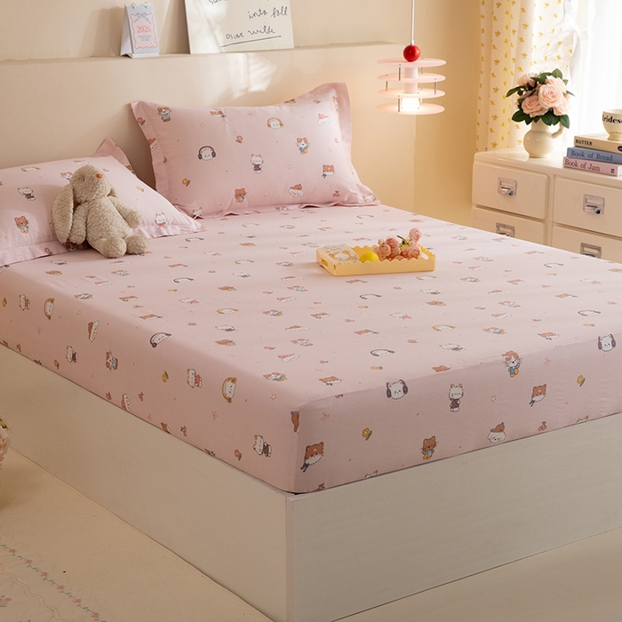 91家纺网 家纺一手货源 找家纺 八十八家纺 2025新款全棉12868系列单品床笠 趣猫