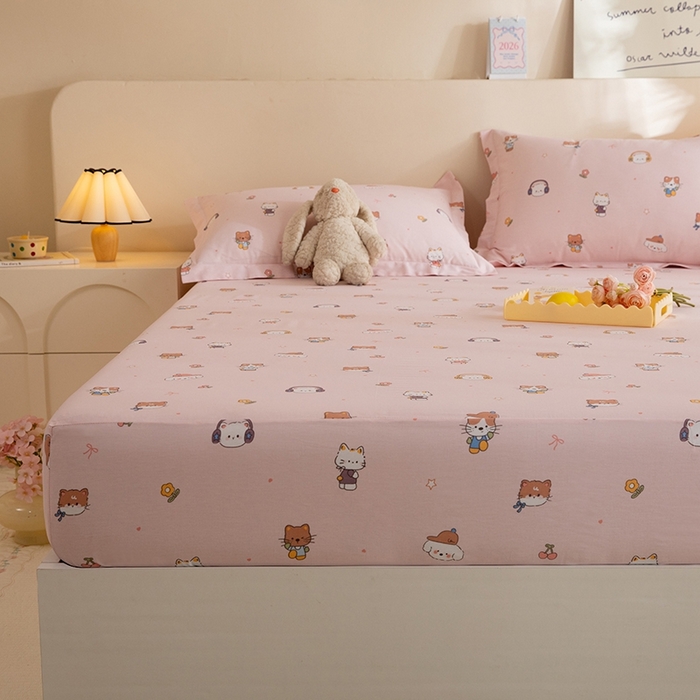 91家纺网 家纺一手货源 找家纺 八十八家纺 2025新款全棉12868系列单品床笠 趣猫