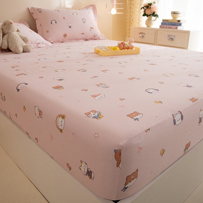 91家纺网 家纺一手货源 找家纺 八十八家纺 2025新款全棉12868系列单品床笠 趣猫