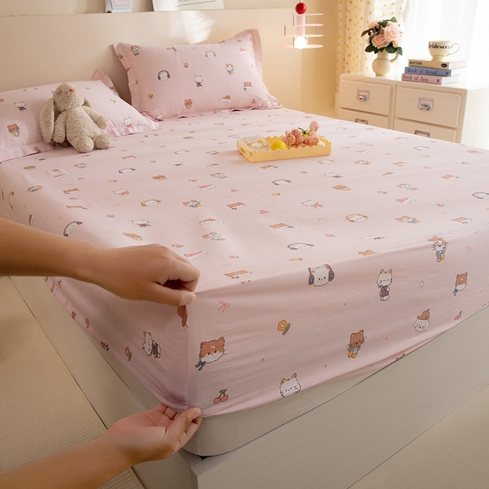 91家纺网 家纺一手货源 找家纺 八十八家纺 2025新款全棉12868系列单品床笠 趣猫