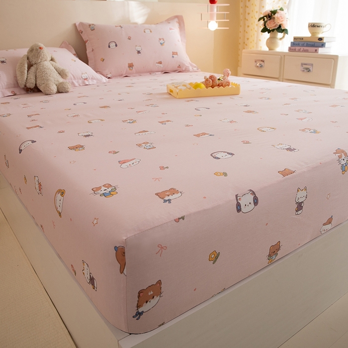 91家纺网 家纺一手货源 找家纺 八十八家纺 2025新款全棉12868系列单品床笠 趣猫