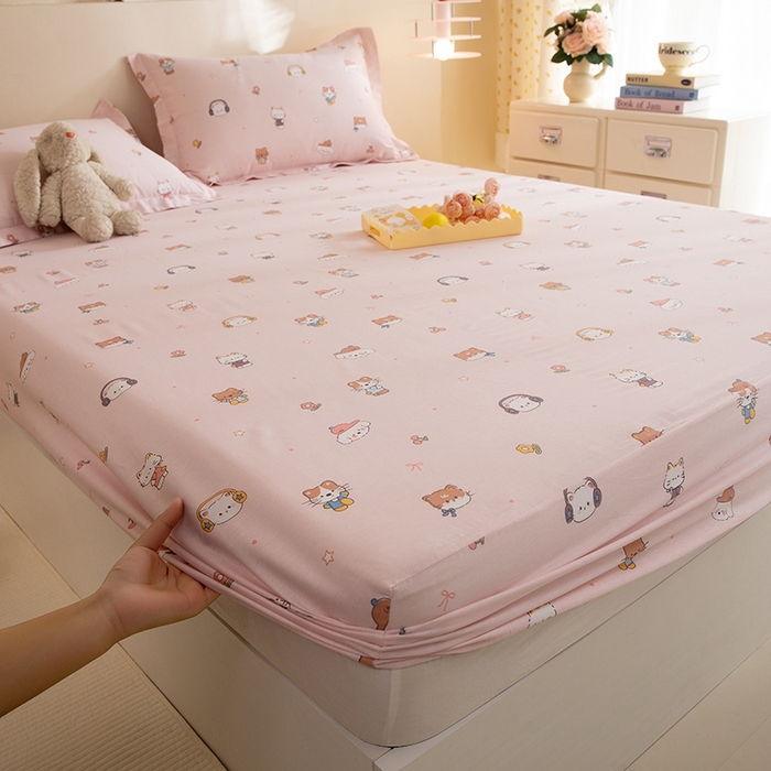 91家纺网 家纺一手货源 找家纺 八十八家纺 2025新款全棉12868系列单品床笠 趣猫