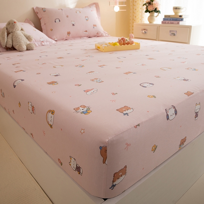 91家纺网 家纺一手货源 找家纺 八十八家纺 2025新款全棉12868系列单品床笠 趣猫