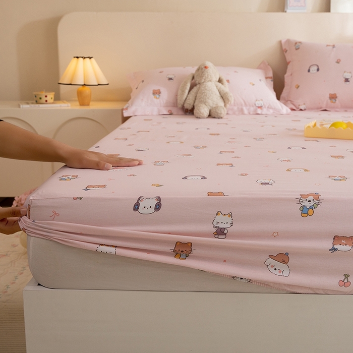 91家纺网 家纺一手货源 找家纺 八十八家纺 2025新款全棉12868系列单品床笠 趣猫