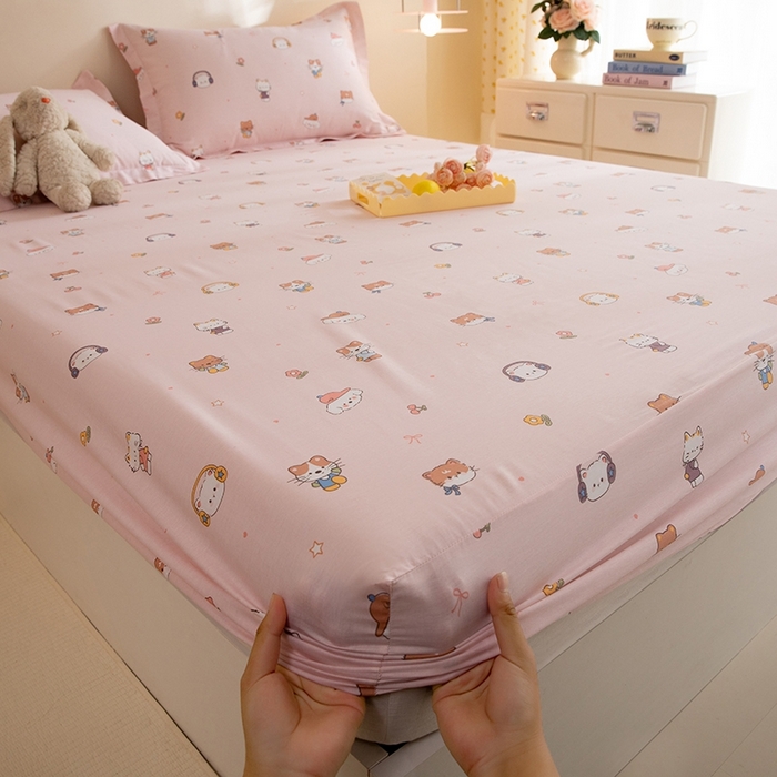 91家纺网 家纺一手货源 找家纺 八十八家纺 2025新款全棉12868系列单品床笠 趣猫