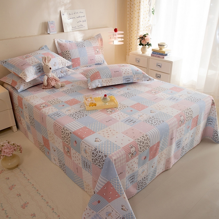 91家纺网 家纺一手货源 找家纺 八十八家纺2025新款全棉12868系列四件套单品床单 花点小兔