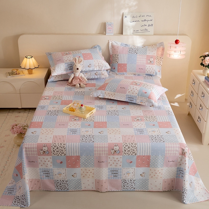 91家纺网 家纺一手货源 找家纺 八十八家纺2025新款全棉12868系列四件套单品床单 花点小兔