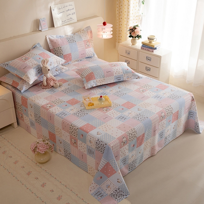 91家纺网 家纺一手货源 找家纺 八十八家纺2025新款全棉12868系列四件套单品床单 花点小兔