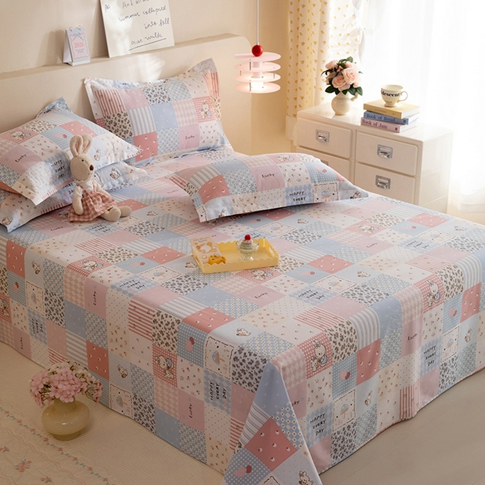 91家纺网 家纺一手货源 找家纺 八十八家纺2025新款全棉12868系列四件套单品床单 花点小兔