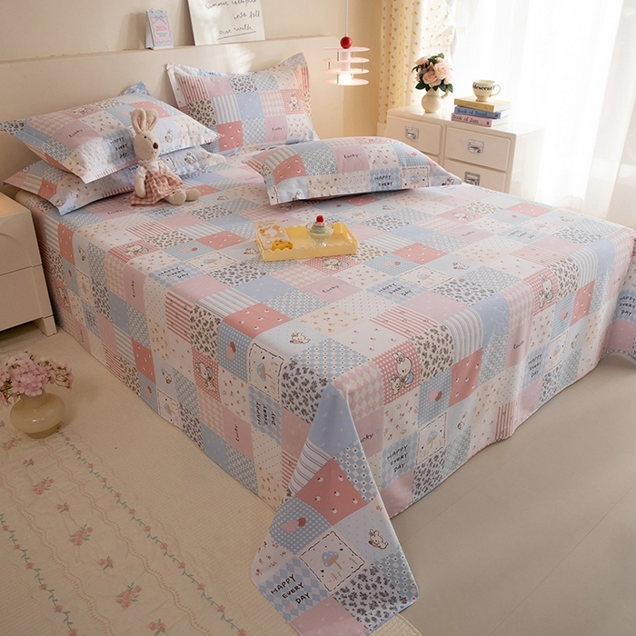 91家纺网 家纺一手货源 找家纺 八十八家纺2025新款全棉12868系列四件套单品床单 花点小兔